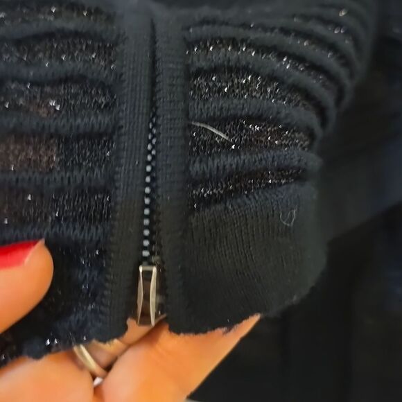 ONE GREY DAY RIBBED SHEER/SHIMMERING BLOUSE XS - Picture 9 of 10